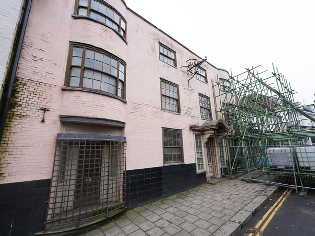 Scaffolding at the former Maiden’s Head Hotel