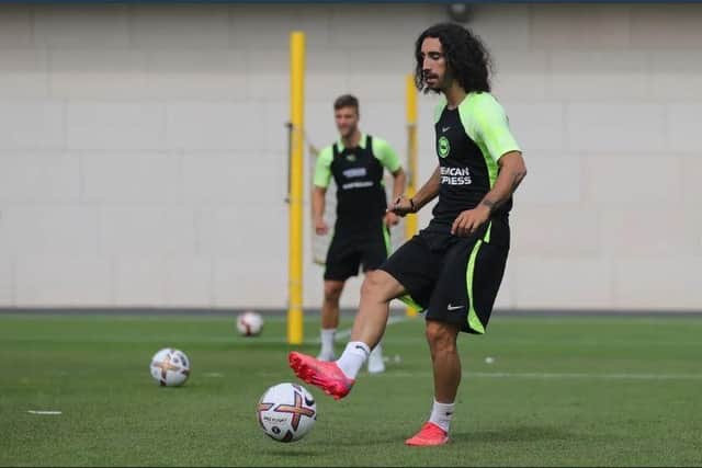 Brighton defender Marc Cucurella in preseason action with Albion at their Portugal training camp