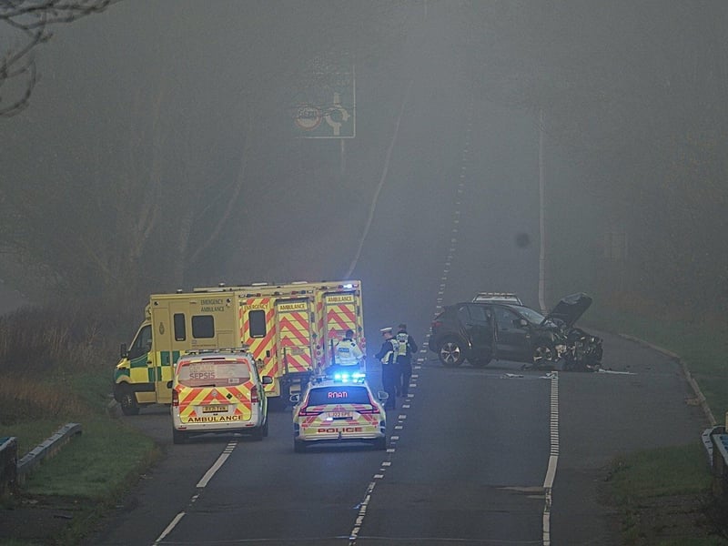 Emergency services at the scene on the A27. Picture: Sussex News and Pictures