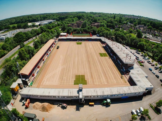 Crawley Town Football Club have had their pitch removed ready for summer renovations. Grant Mansfield took these wonderful pictures from above to show what it currently look inside the Broadfield Stadium.