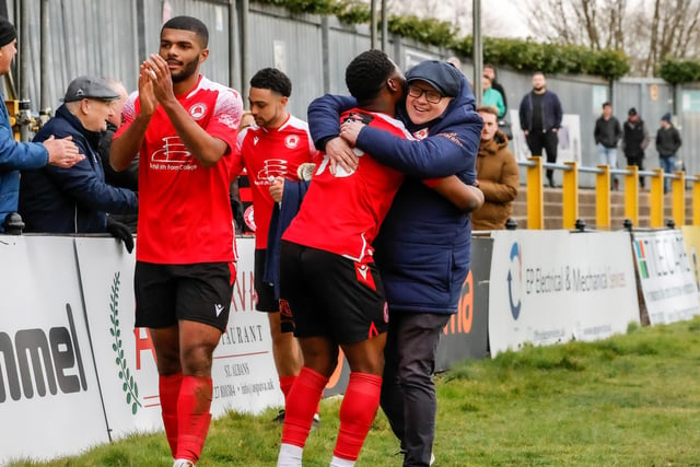 Eastbourne Borough recovered from 2-1 down at half-time to win 3-2 at St Albans City. Picture by Lydia Redman