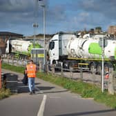 Southern Water's pumps and tankers pictured on The Old Bathing Pool Site in St Leonards on October 3 2023.