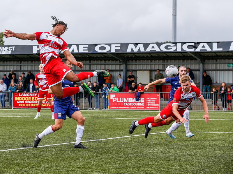 Images from Eastbourne Borough's 2023-24 season opener, a 1-0 National South home win over Hampton and Richmond