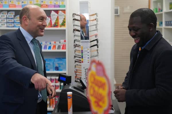 Arundel &amp; South Downs MP, Andrew Griffith, at Arundel Pharmacy