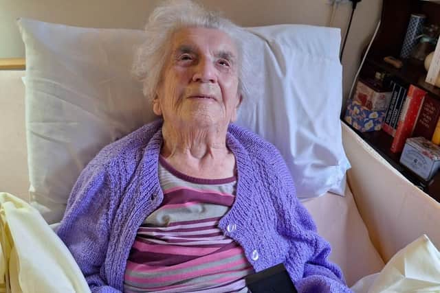 Mary Watkins, who is 103 and a resident at Brendoncare Stildon care home in East Grinstead
