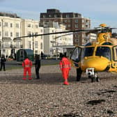 An air ambulance landed on Worthing beach