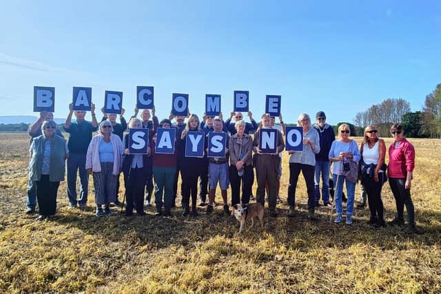 Barcombe villagers spelled out how they feel about a speculative proposal for 70 new homes on land west of Barcombe Mills Road