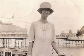 Bessie Gordon, aged 24, on Eastbourne seafront