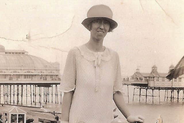 Bessie Gordon, aged 24, on Eastbourne seafront