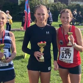 The first three women home in the 2026 Worthing Seafront 10k