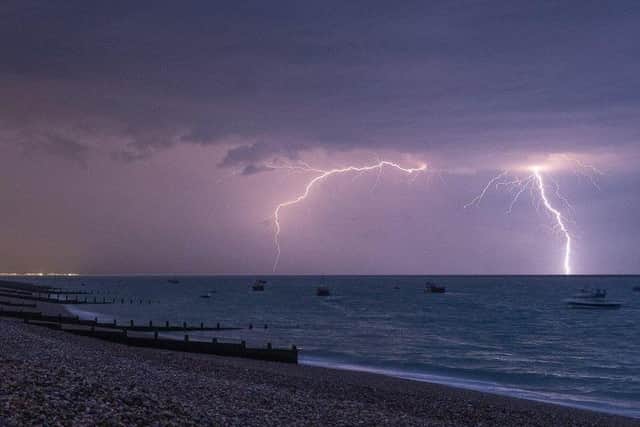 Lightning over Littlehampton. Picture from Coastal JJ