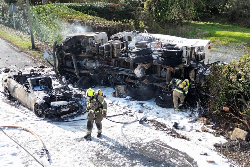 West Sussex Fire and Rescue Service said the crash on London Road, Balcombe, on Friday morning, February 3, involved a car and a cement mixer.