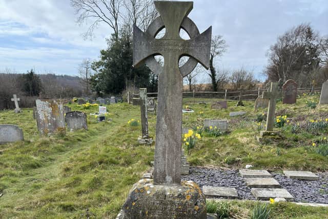 Flight Lieutenant Alexander McDowell's grave at St Laurence's church, Guestling before it was restored