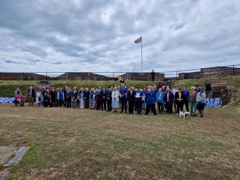 The Lord-Lieutenant of West Sussex, Lady Emma Barnard, has been given a tour of Shoreham Fort and shown the vision for the future before presenting the King's Award for Voluntary Service to the Friends of Shoreham Fort.