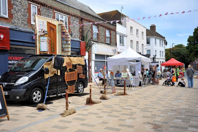 Celebrating local arts in Littlehampton High Street, including the award-winning Puppet Van and workshops