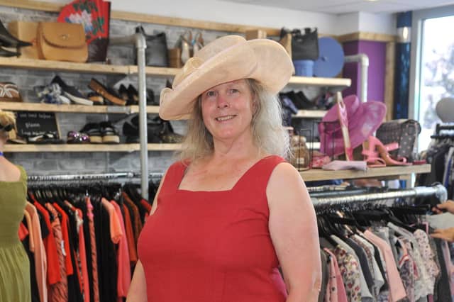 Elaine Hammond visits the Age UK boutique charity shop at 1-2 Broadmark Parade, Rustington, for a fashion shoot