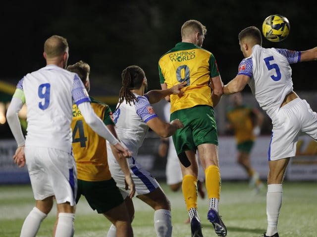 FA Trophy action between Horsham and AFC Totton
