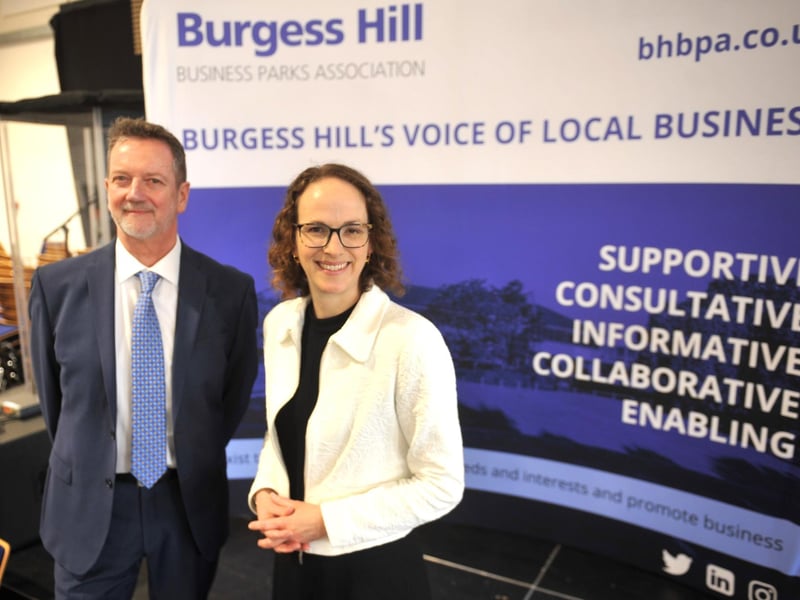 Richard Cox CEO Burgess Hill Business Parks Association, and Mid Sussex MP Alison Bennett