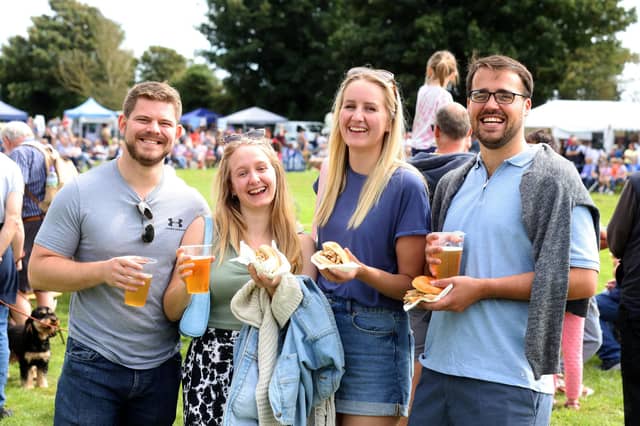 The Emsworth Show taking place on August Bank Holiday Monday in the sunshine. Pictured is (L-R) Kit Waterman, Jess Witt, Carla Hodges and Harry Tebay.
Monday 28th August 2023.
Picture: Sam Stephenson.