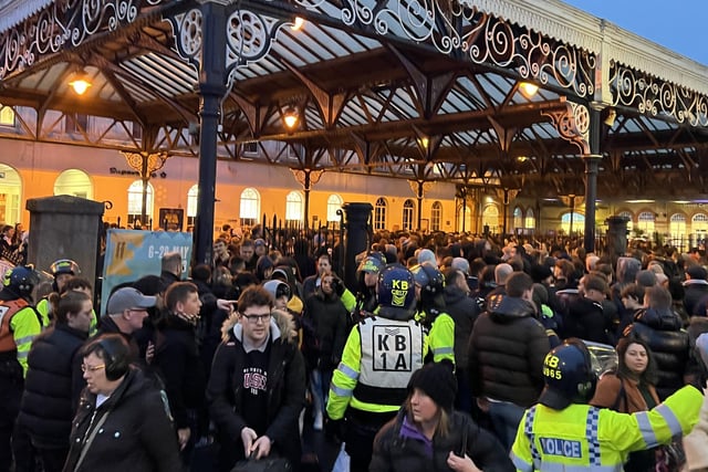 Crystal Palace fans arrive in Brighton on Wednesday, March 15 in time for the Premier League match