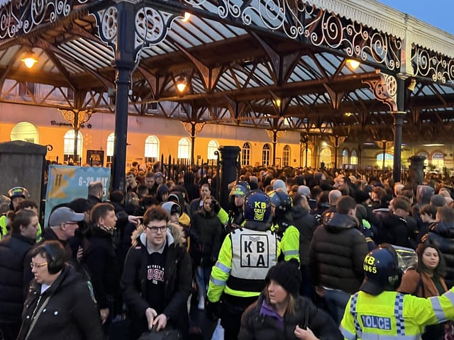 Crystal Palace fans arrive in Brighton on Wednesday, March 15 in time for the Premier League match