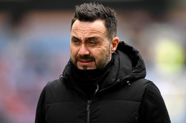 BURNLEY, ENGLAND - APRIL 13: Brighton manager  during the Premier League match between Burnley FC and Brighton & Hove Albion at Turf Moor on April 13, 2024 in Burnley, England. (Photo by Gareth Copley/Getty Images) (Photo by Gareth Copley/Getty Images)