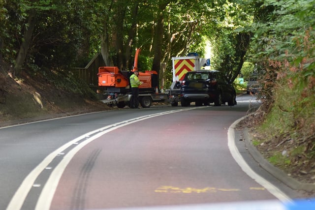 Officers were called to the collision involving a Ford Kuga and a Isuzu D-Max on the A21 at Ebdens Hill, Hastings, just south of Claremont School, at about 2pm on Monday, July 11, according to police. Photo by Dan Jessup.