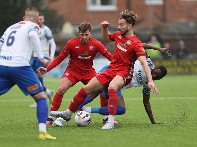 Action and goal celebrations from Worthing FC's 3-2 National South win over Havant and Waterlooville at Woodside Road