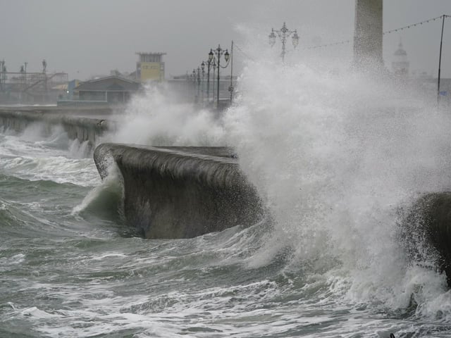 Waves crash against the seafront in Southsea as Storm Barra hit. Picture: Andrew Matthews/PA Wire