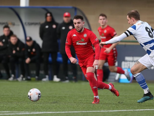 Action from Worthing FC's defeat at Oxford City in National League South