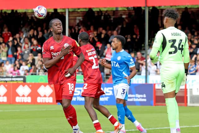 Armando Quitirna won a penalty immediately after coming on as a substitute and he stepped up to level the scoring on the 68th minute. Photo: Stephen Lawrence/Telephoto Images