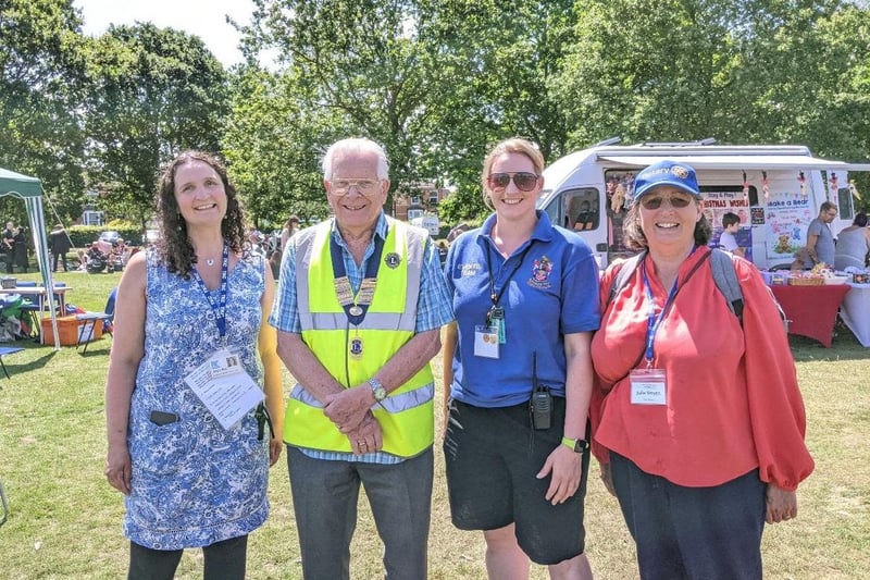 The Burgess Hill Teddy Bears Picnic 2023 took place at St John's Park on Monday July 10. Pictured: Angie Bee from The King's Church, Lion's president John Carter, Kayleigh Elliott-Davidson from the Community Team at Burgess Hill Town Council and Julie Smyth from Central Sussex Rotary