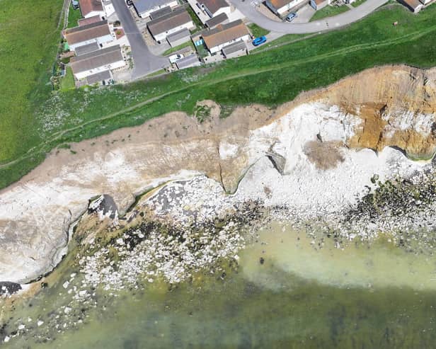 Large section of Newhaven cliff falls away just metres from mobile home park