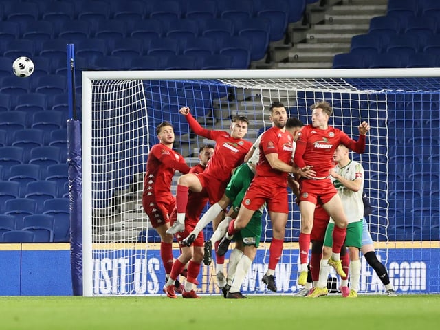 Action and celebrations as Worthing take on Bognor Regis Town in the Sussex Senior Cup final at the Amex Stadium - and win 8-7 on penalties
