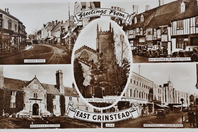 East Grinstead postcard showing some of the old buildings