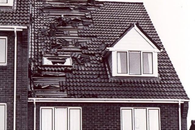 A damaged roof.
