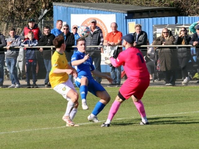 Action from Selsey's 4-3 win over Godalming in the SCFL Division 1
