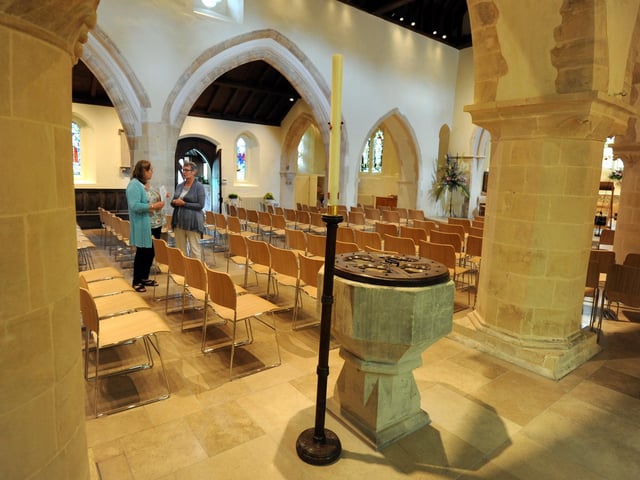 The 13th century font was relocated to the south aisle