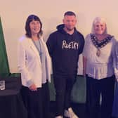 Woodzy and Iffat Rahman with councillor Sue Mullins, cabinet member for Community Engagement and Culture, and Mayor of Crawley Marion Ayling | Picture: Mark Dunford