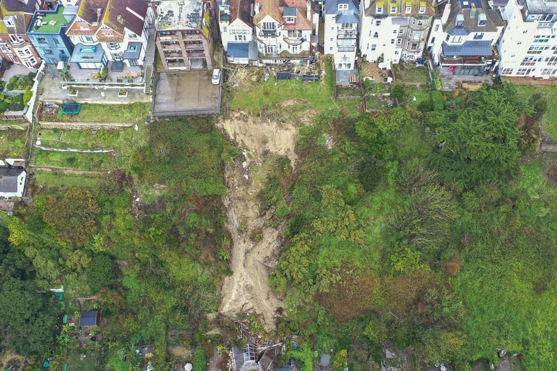 Aerial view of the landslip in St Leonards. Picture: Sussex News and Pictures