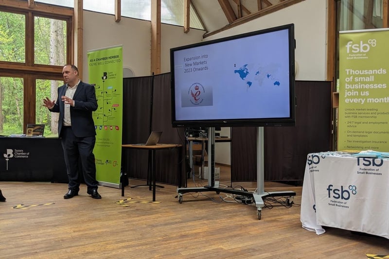 Duncan Ray gives a presentation at the SussExport event