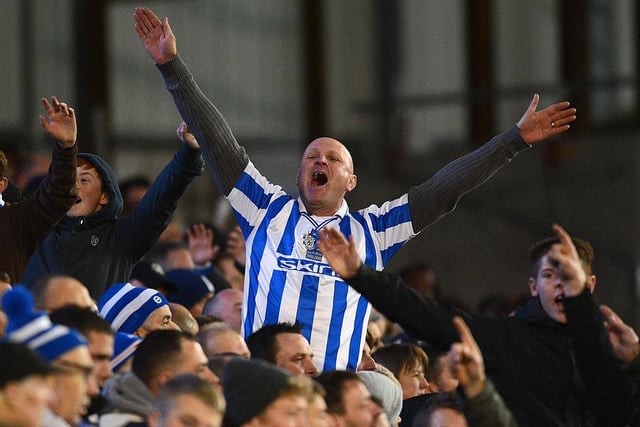 A Brighton fan makes himself heard during the npower Championship match between Brighton & Hove Albion and Bristol City at Amex Stadium on November 27, 2012.
