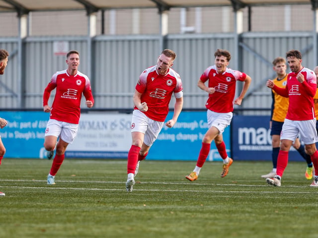 Action from Eastbourne Borough's 5-1 win at Slough Town in the National League South