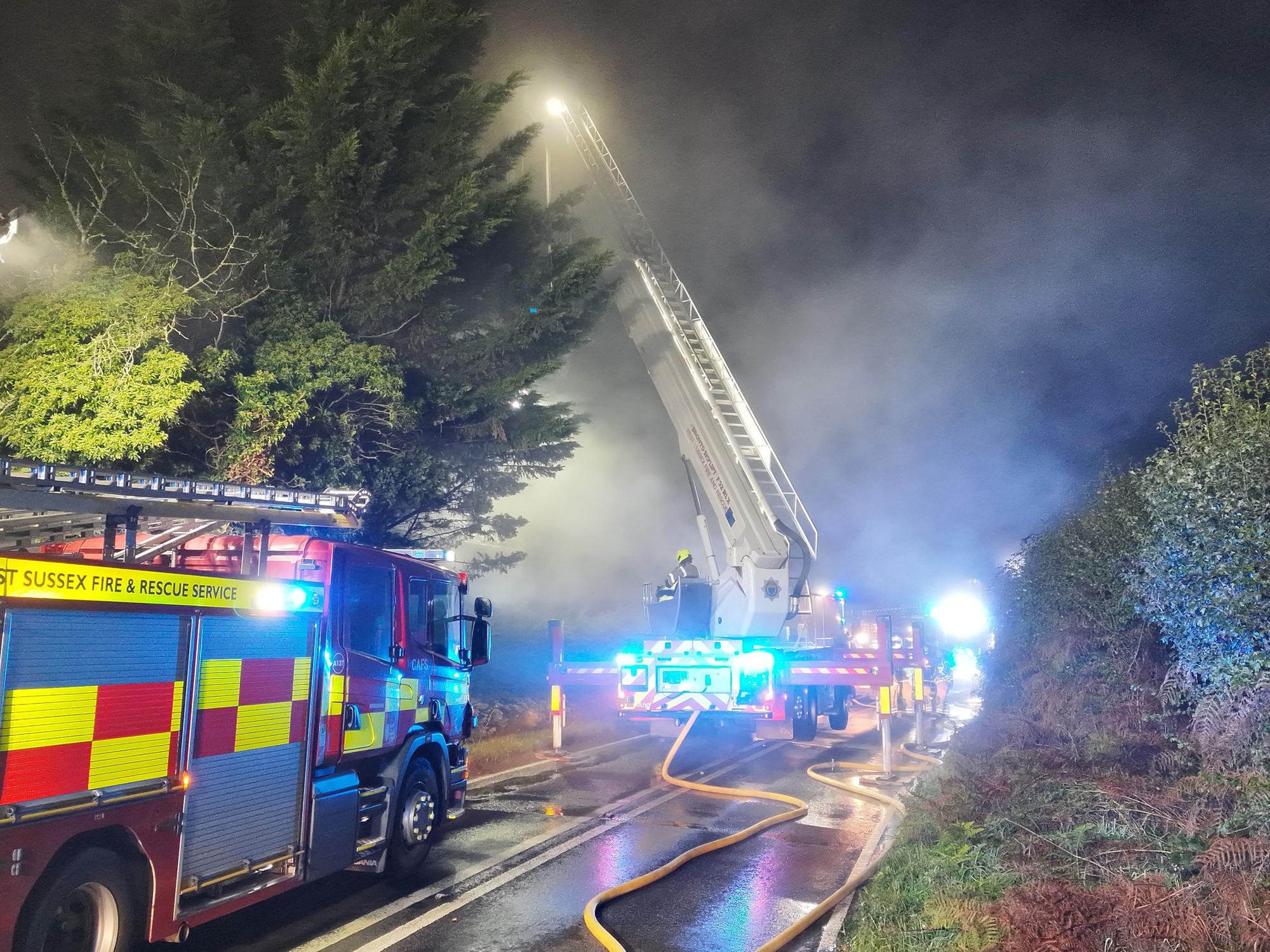 Six fire engines called to major house fire in West Sussex village