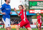Gianmarco Di Biase celebrates his penalty against Chesterfield | Picture: Kyle Hemsley