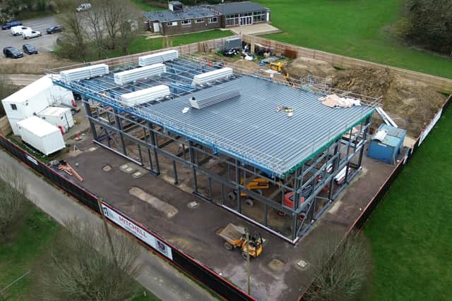 The new clubohse is taking shape | Drone picture by Jon Else at Adelphi