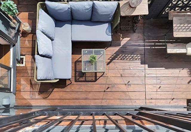 Overhead view of outdoor seating area