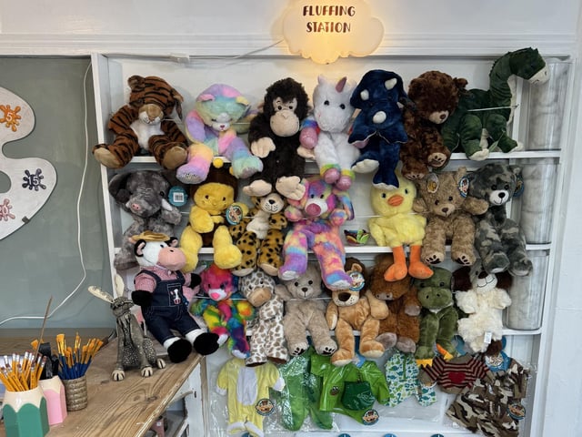 Pot Luck Creations has a station where you can pick and stuff your own teddy bear