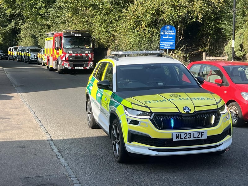 Multiple emergency service crews responded to a 'report that a person had collapsed on a roof' in The Street in Bramber