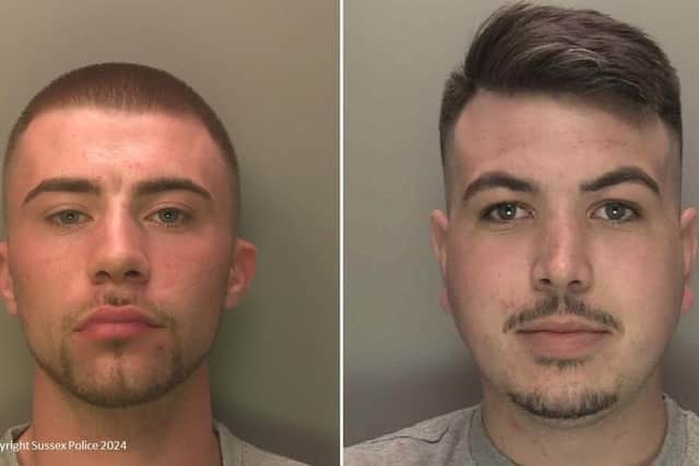 Kaydon Prior (left) and Jason Curtis were also found guilty of being in possession of an offensive weapon and Prior was additionally found guilty of common assault. Picture courtesy of Sussex Police